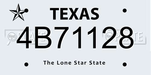 4B71128 Texas License Plate