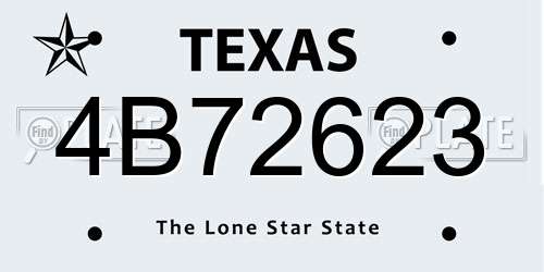 4B72623 Texas License Plate