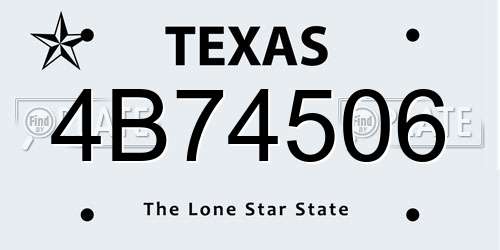 4B74506 Texas License Plate