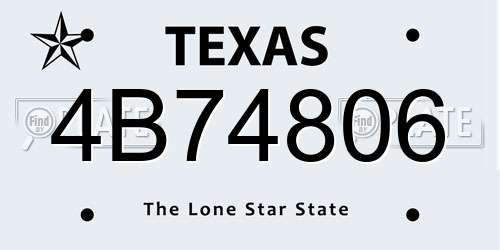 4B74806 Texas License Plate