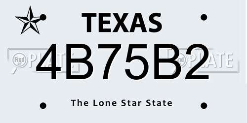 4B75B2 Texas License Plate
