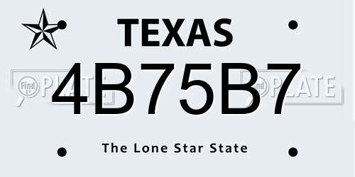4B75B7 Texas License Plate