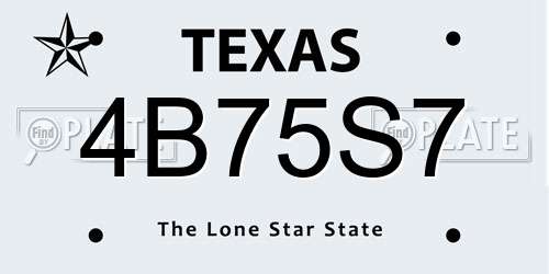4B75S7 Texas License Plate