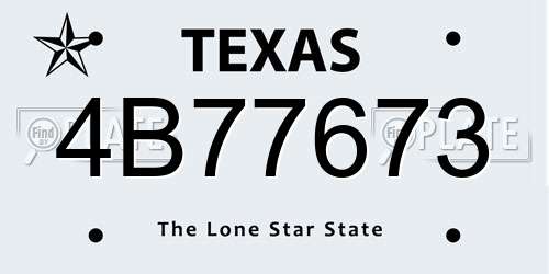 4B77673 Texas License Plate