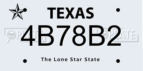 4B78B2 Texas License Plate