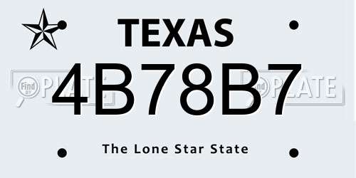 4B78B7 Texas License Plate