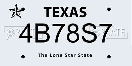 4B78S7 Texas License Plate