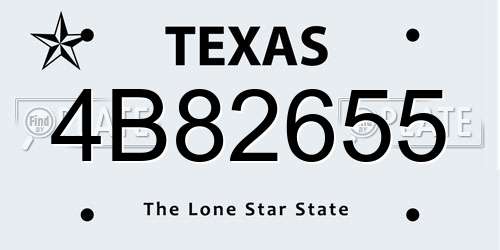 4B82655 Texas License Plate