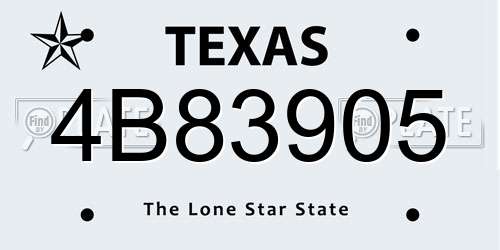 4B83905 Texas License Plate