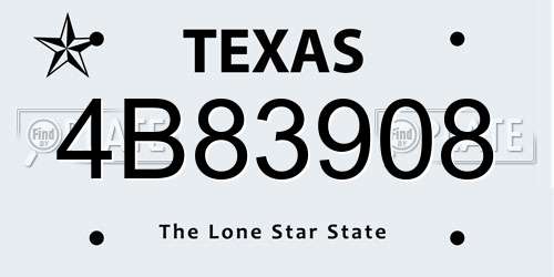 4B83908 Texas License Plate