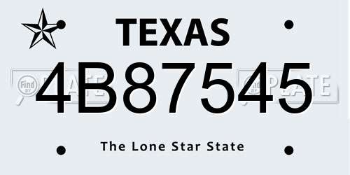 4B87545 Texas License Plate