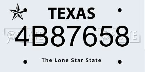4B87658 Texas License Plate