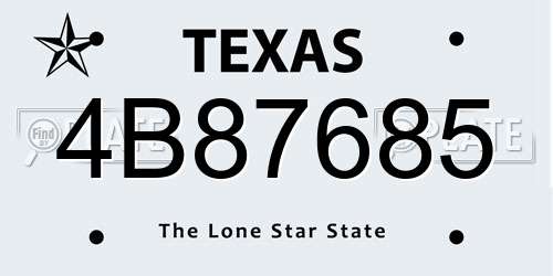 4B87685 Texas License Plate