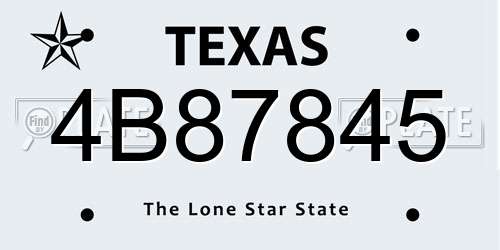 4B87845 Texas License Plate