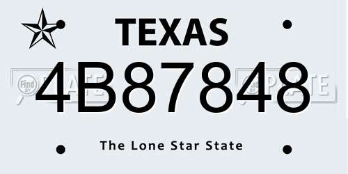 4B87848 Texas License Plate