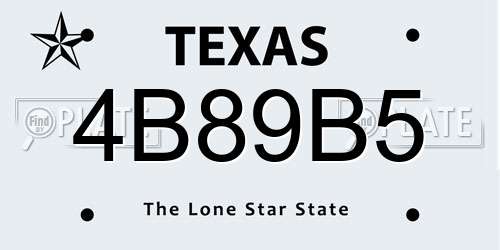 4B89B5 Texas License Plate