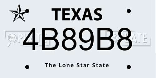 4B89B8 Texas License Plate