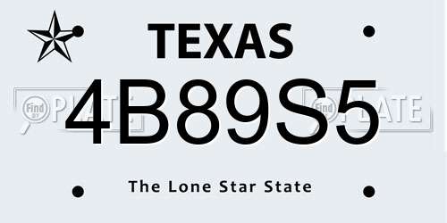 4B89S5 Texas License Plate