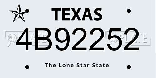 4B92252 Texas License Plate