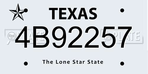 4B92257 Texas License Plate
