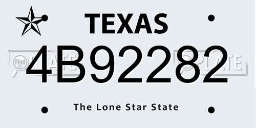 4B92282 Texas License Plate