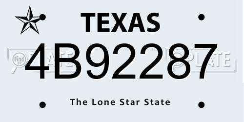 4B92287 Texas License Plate