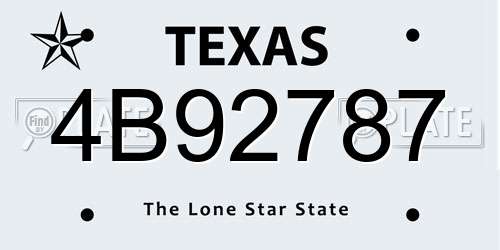 4B92787 Texas License Plate