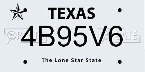 4B95V6 Texas License Plate