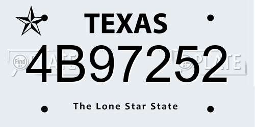 4B97252 Texas License Plate