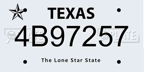 4B97257 Texas License Plate