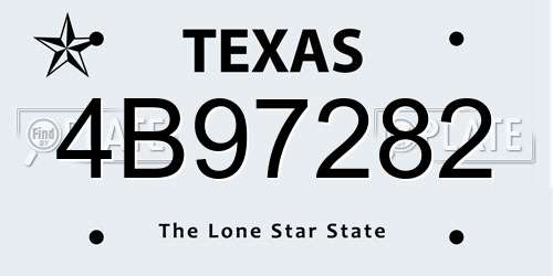 4B97282 Texas License Plate