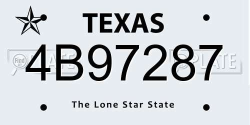 4B97287 Texas License Plate