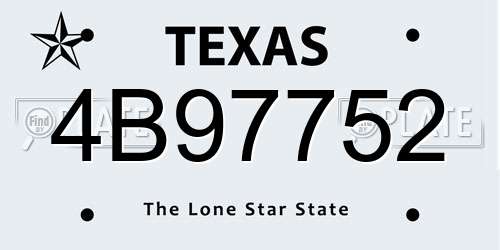 4B97752 Texas License Plate