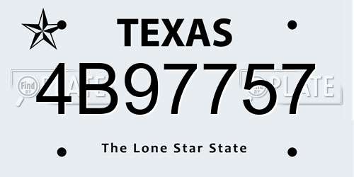 4B97757 Texas License Plate