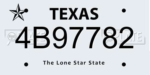 4B97782 Texas License Plate
