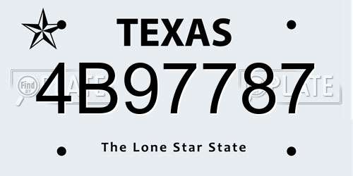 4B97787 Texas License Plate