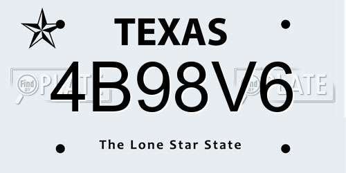 4B98V6 Texas License Plate