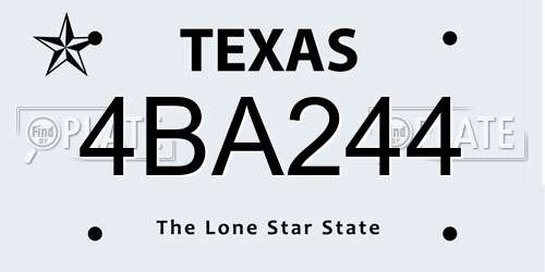4BA244 Texas License Plate
