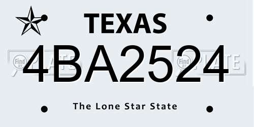 4BA2524 Texas License Plate