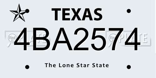 4BA2574 Texas License Plate
