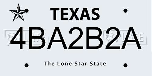 4BA2B2A Texas License Plate