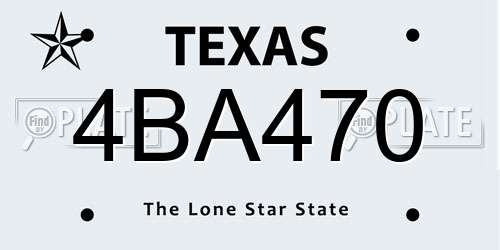 4BA470 Texas License Plate