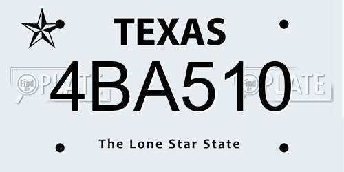 4BA510 Texas License Plate