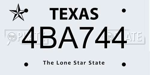4BA744 Texas License Plate