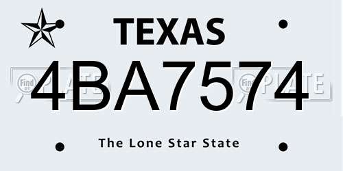 4BA7574 Texas License Plate