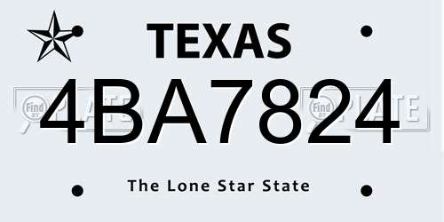 4BA7824 Texas License Plate