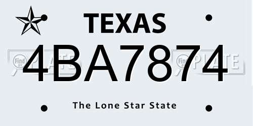 4BA7874 Texas License Plate