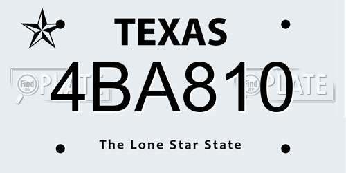 4BA810 Texas License Plate