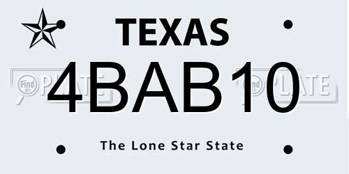 4BAB10 Texas License Plate