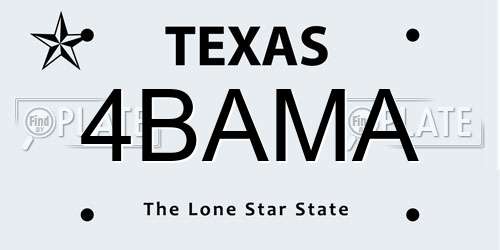 4BAMA Texas License Plate